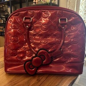 Loungefly Sanrio Hello Kitty Patent Dome Tote Handbag Purse Large Red